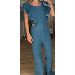 Blue Denim Jumpsuit w/ Elaborate Sleeves